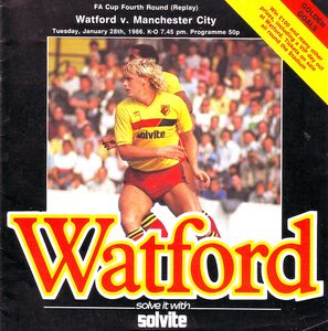watford away 1985 to 86 fa cup replay prog